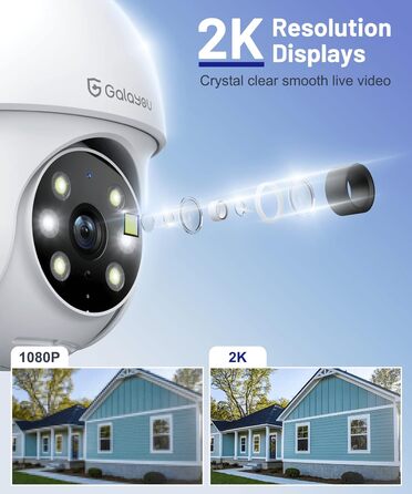 Камера спостереження GALAYOU 2K Outdoor, PTZ Outdoor WLAN IP Camera Surveillance Outdoor, WiFi купольна камера з кольоровим нічним баченням, двостороннє аудіо Y4