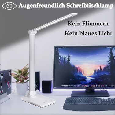 Настільна лампа, світлодіодна лампа 5 кольорових і плавних затемнень Настільна лампа Функція бездротової зарядки та приліжкова лампа Timmer Світильник для грудного вигодовування з функцією пам'яті Безпечна для очей лампа для читання для робочого навчання 