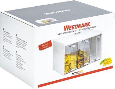 Диспенсер для мюслі Westmark - ідеально підходить для зберігання борошна, цукру або мюслі - 3 жолоби по 1 літру кожен - кришталево чистий пластик без бісфенолу А - окремо стоячий і його можна мити в посудомийній машині