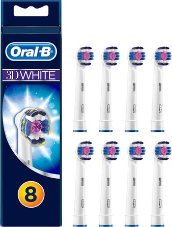 Щітки Braun Oral-B 4210201273820 3DWhite, для природного відбілювання зубів, упаковка, сумісна з поштовою скринькою, 8 шт.