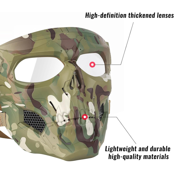 Тактична маска Череп Повна маска для обличчя для Хеллоуїна Косплей Костюм Камуфляж