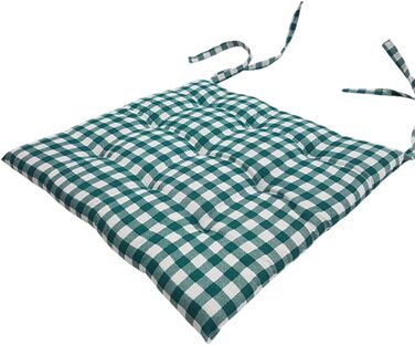 Набір подушок для крісла 4 40x40 см Green Checkered - М'яка подушка сидіння зі стрічками, для внутрішнього та зовнішнього використання - доступний у багатьох кольорах