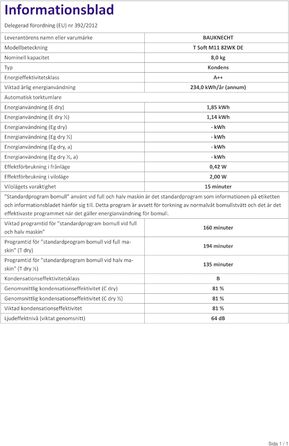 Сушильна машина  Bauknecht T Soft M11 82 N з тепловим насосом до 8 кг клас енергоспоживання A.