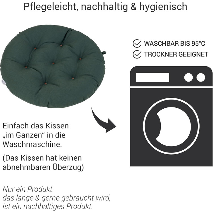 Подушка для крісла кругла 40 см, комплект з 2 - Крісло бістро з подушкою сидіння, можна мити до 95C, Внутрішня/Зовнішня, Стійка від погодних умов, Ортопедична - Зроблено в Німеччині (комплект з 2 - Ø 40см, Moss Green) Комплект з 2 - Ø 40см Moss Green