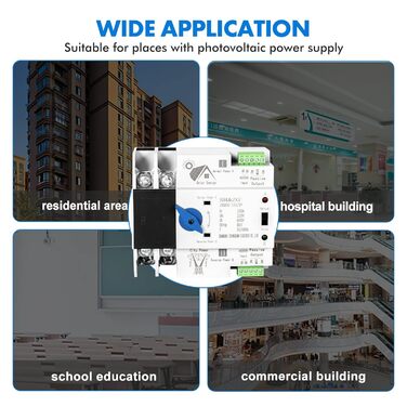 Автоматичний перемикач DEWIN, 2P 100A 220V балконна електростанція PV автоматичний перемикач передачі електроенергії Подвійний автоматичний перемикач живлення Фотоелектричний безперебійний вимикач електроенергії