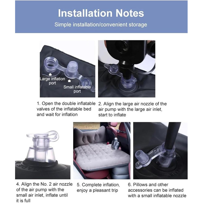 Автомобільний надувний матрац GLILAR Автомобільний надувний матрац Дорожнє ліжечко Автомобільний надувний матрац Подушка для кемпінгу Портативний килимок для сну Позашляховик MPV Багажник Надувне ліжко Автомобільні аксесуари (чорний) Чорний