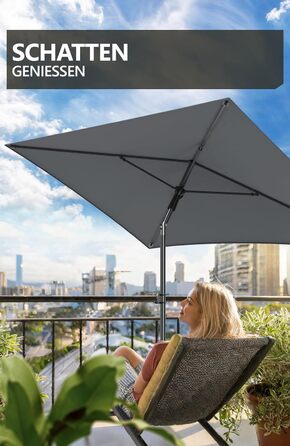 Парасолька 4smile Parasol Balcony SunnyShade Plus 200 x 125 см для захисту від ультрафіолету UV50 із захисним чохлом  антрацит