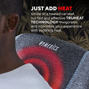 Масажна подушка HoMedics TRUHEAT Shiatsu для шиї, плечей, спини, портативна, бездротова, акумуляторна, 50 хвилин масажу релаксація на одному заряді з автоматичним відключенням через 20 хвилин