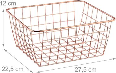Дротяний кошик набір з 2 шт. , квадрат, кошик для зберігання металевий, HBT 12x27.5x22.5 см, кошик кухня, ванна кімната, сітчастий кошик, рожеве золото