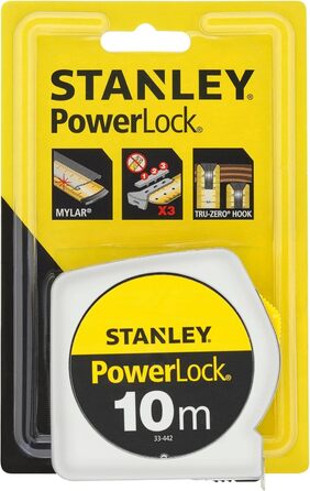 Рулетка Stanley Powerlock (пластиковий корпус, довжина 10 м, ширина 25 мм, метрична шкала, ремінна кліпса) 1-33-442