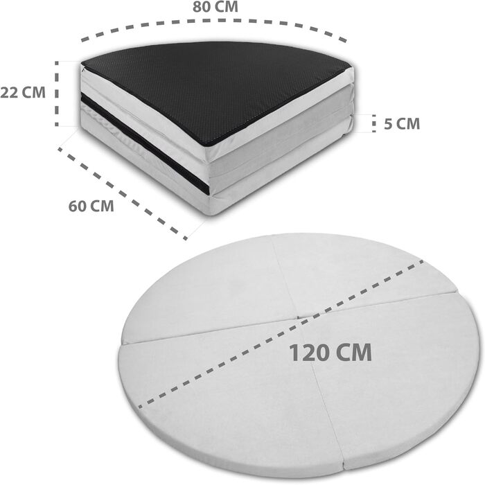 Ігровий килимок для дітей, круглий ігровий килимок, дитячий ігровий килимок (Модель 1 120 см, сірий колір B)