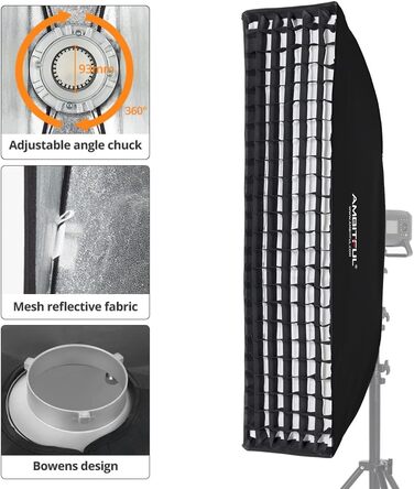 Софтбокс AMBITFUL FW30x120 30x120 см Strip Honeycomb Grid, з сіткою Honeycomb сумкою для перенесення, для лампи Bowens Mount