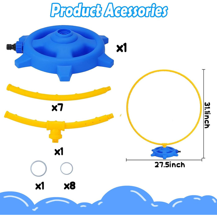 В 1 розбризкувач води для дітей з обертовими розпилювачами Прикріплений до садового шланга, літня відкрита галявина задній двір іграшка для малюків відкритий розбризкувач ігри сімейна гра, 2