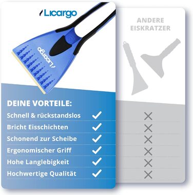Набір скребків для льоду LICARGO з 2 предметів - скребок для льоду з латунним лезом і скребок для льоду автомобіль з мітлою (41 см)
