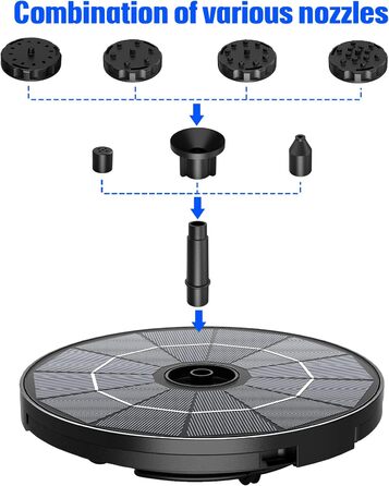 Відкритий сонячний фонтан AISITIN зі знімною сонячною панеллю 2,8 Вт, відкритий сонячний фонтан 2 в 1 своїми руками з фіксованим кронштейном, насос для ставка з 6 ефектами для саду, ставка, ванни для птахів, води своїми руками