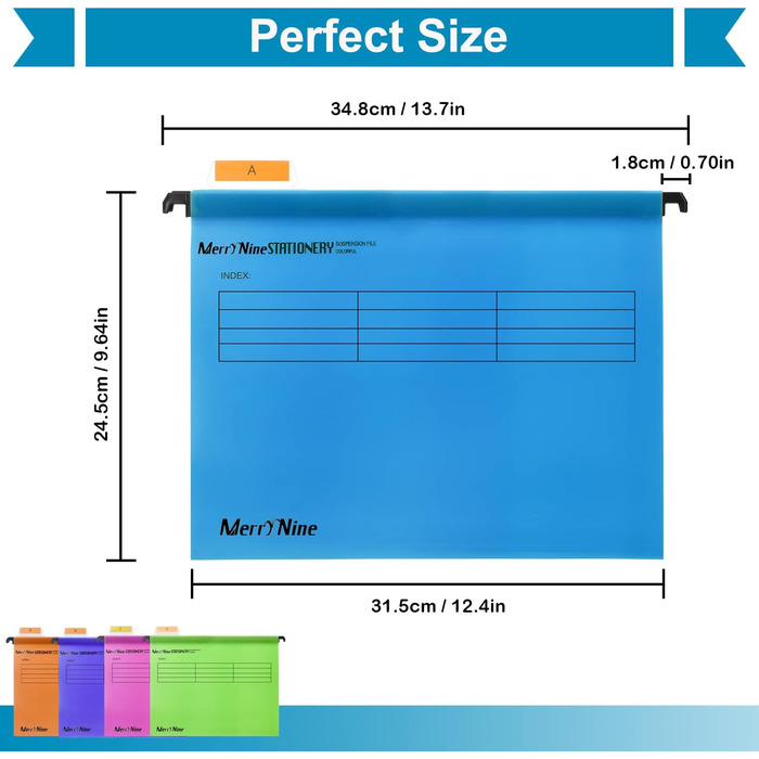 Підвісні папки MerryNine, A4, 15 шт. , поліпропілен, підвісні папки з райдерами та картками-вкладишами, для школи, дому, роботи, офісу, організації (5 кольорів) 1 багатобарвний
