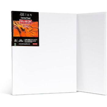 Полотно Elan Thin 40x40, 6-PACK 100 бавовняне полотно для малювання велике, розписний картон для акрилових фарб, дошка для малювання акрил, полотно художника велике, полотно для живопису біле, розписні тарілки для розпису (50x70 см)