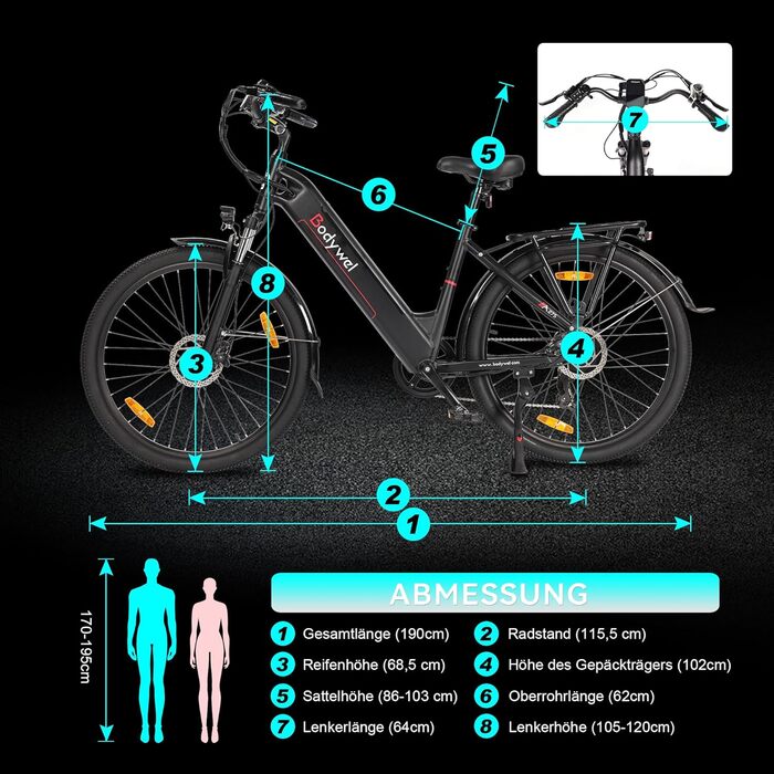 Електричний велосипед 27.5 дюймів E Bike, 250W/36V, 15.6Ah, запас ходу 70-100 км, з Bluetooth APP, гідравлічні дискові гальма