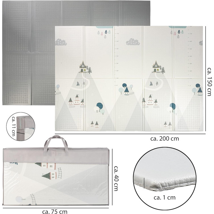 Ігровий килимок ONVAYA для немовлят і дітей Складний килимок для повзання Килимок для дитячої кімнати та вулиці Дитячий килимок з піни 150 x 200 см Ігровий килимок, який можна прати не ковзає Гори без забруднювачів 150 х 200 см