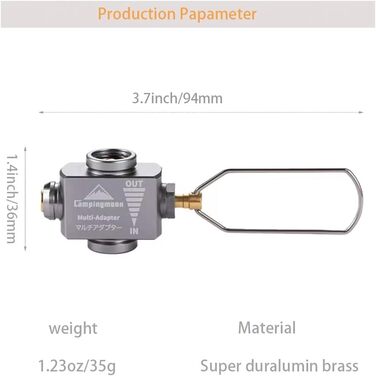 Перехідник Campingmoon з пропану на бутан, портативний адаптер для газових балонів для використання на відкритому повітрі (Z15). CM - Z15