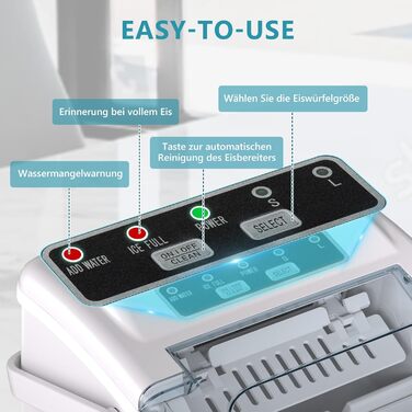 Автомат для кубиків льоду EUHOMY, маленький автомат для кубиків льоду, 9 кубиків льоду за 6 хвилин, автомат для приготування кубиків льоду, що самоочищається, з ручкою для перенесення та кошиком для льоду, 12 кг/день, підходить для кухні, дому, кемпінгу, 