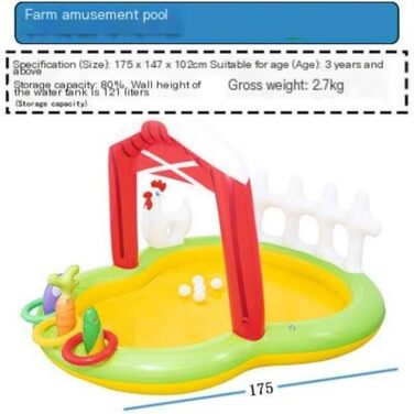 Надувний басейн Надувний басейн Надувний басейн, Надувний басейн з океанським м'ячем, Ферма дитячий басейн, Басейн, Потовщений басейн Басейн для дітей Жовтий