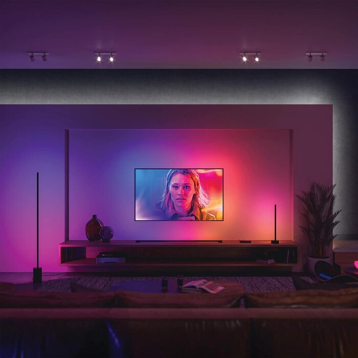 Торшер Philips Hue Gradient Signe чорний 1800 лм, 16 мільйонів кольорів і градієнтів, з можливістю регулювання яскравості, керування через додаток, сумісність з Stores Alexa (Echo, Echo Dot)