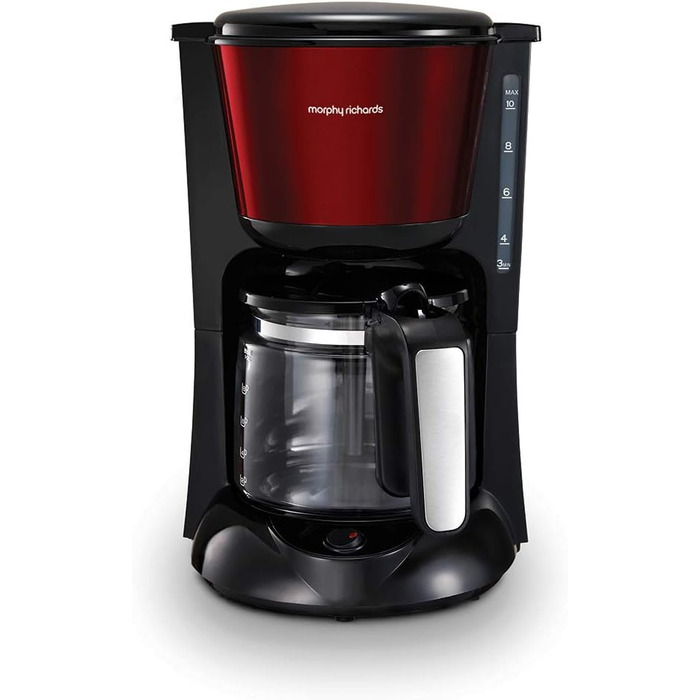 Кавоварка з фільтром Morphy Richards 162752EE зі скляним глечиком, нержавіюча сталь/червоний червоний - скляний глечик