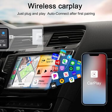 Бездротовий адаптер SCUMAXCON CarPlay для заводського дротового CarPlay OEM, 2024 оновлення Plug and Play Простий ключ налаштування для телефонів IOS Перетворіть дротовий CarPlay на бездротовий адаптер CarPlay і без fil