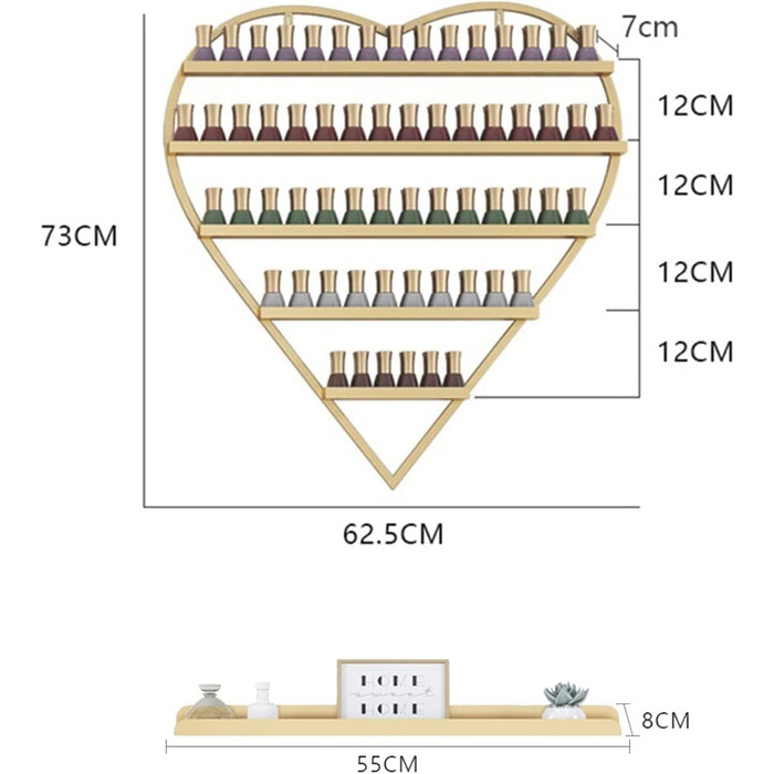 Вітрина для лаку для нігтів з металу, настінна полиця для лаку для нігтів, вітрина, полиця для клею для лаку для нігтів, золото/білий/чорний, 4X/ 6X/ 10 шт. чорний 4 комплекти