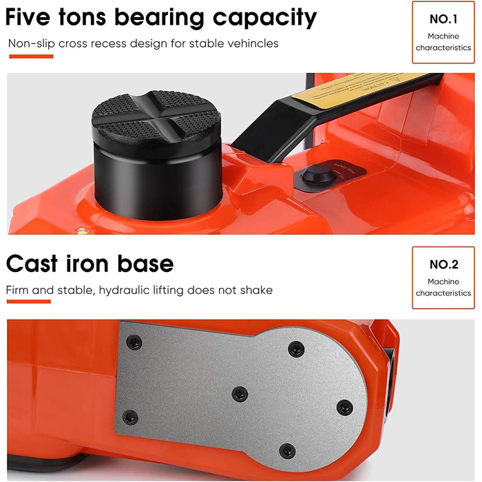 Електричний домкрат 5T Гідравлічний домкрат, комплект маневрового домкрата постійного струму 12 В Заміна шин Ножичний підйомник Втулка Гараж та аварійне обладнання, для заміни шин та ремонту на узбіччі