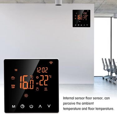 Цифрові програмовані термостати, кімнатний термостат, ME81H AC 230V WIFI Smart Thermostat, 16A, помаранчева задня біла преса РК-дисплей Інтелектуальний термостат Термостат теплої підлоги для термостата