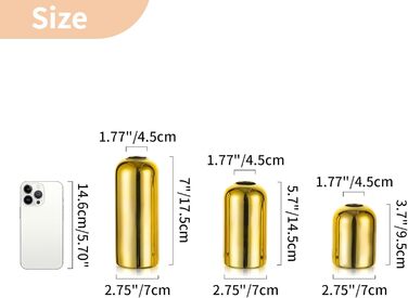 Скляна ваза маленька золота Набір з 3 квіткових ваз Скляна ваза Золота прикраса весільного столу Вільні вази для прикрас на день народження 3 шт. и золото