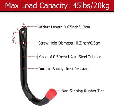 Надміцні гачки для зберігання в гаражі, J-подібні гачки для організації садового інструменту, сипучі предмети, 20 шт. 14,5 см x 9 см, 20 шт.