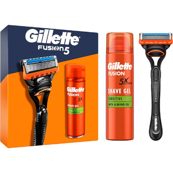 Леза для бритви Gillette Fusion 5, 18 змінних лез для мокрих бритв чоловічі з 5-кратним лезом, Зроблено в Німеччині (подарунковий набір з гелем для гоління)