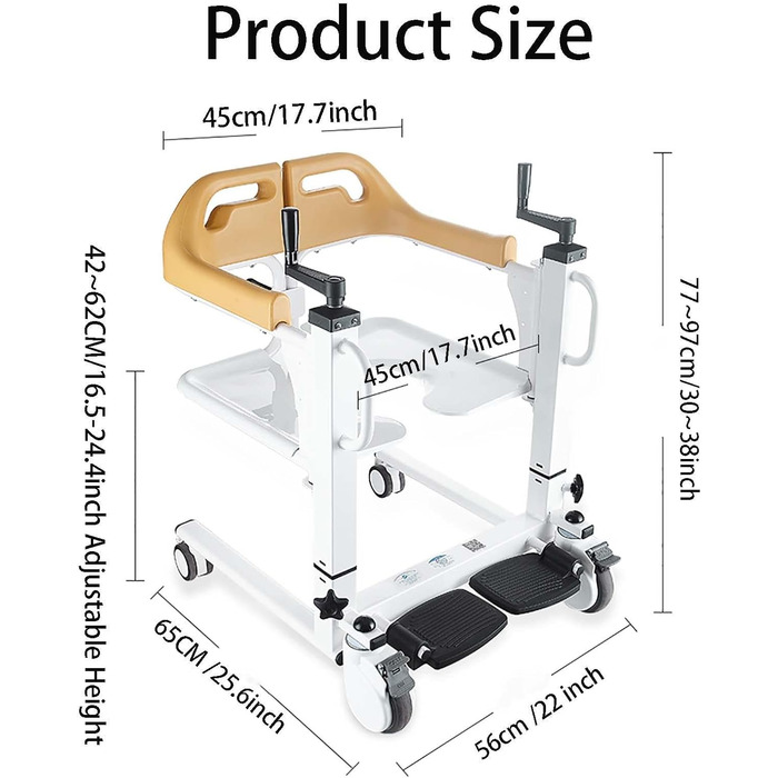 Підйомник для пацієнта вдома, інвалідні візки у ванній кімнаті, багатофункціональне транспортне крісло для душу, допоміжний підйомник для перенесення пацієнта з розділеним сидінням на 180 для людей похилого віку з обмеженими можливостями