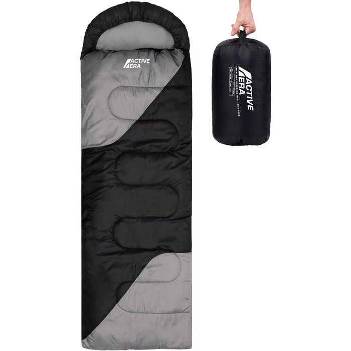 Спальний мішок Active Era Premium Mummy Sleeping Bag 250 GSM, Спальний мішок зимовий та літній, від 0C до 15C, для кемпінгу в приміщенні та на відкритому повітрі, для фестивалів, спальний мішок з водовідштовхувальним покриттям, ультралегкий, невеликий роз