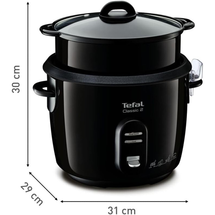 Нова класична рисоварка Tefal RK1038 автоматичні програми Функція збереження тепла Ємність 5 л Функція приготування на парі Чорний-металік