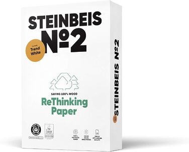 Репрографічний папір STEINBEIS No. 2 TRENDWHITE, 100 перероблений, натуральний колір, 80 г, A3, Blue Angel з 500 аркушами