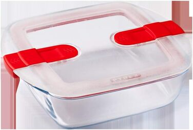 Скляні банки для зберігання їжі Pyrex 1451131 and Cook & Heat, квадратні, 1 л, з герметичною кришкою, можна використовувати в мікрохвильовій печі, 3 шт. и, прозорі 28,4 x 21 x 24,8 см Унікальні