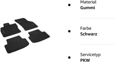 Гумові килимки Volkswagen 5H1061500A82V Преміальні всепогодні килимки 4 шт. гумові килимки, з написом для гольфу, тільки для Mild-Hybrid MHEV (PR-код 0K4), тільки для седана, чорний, 850x530x35