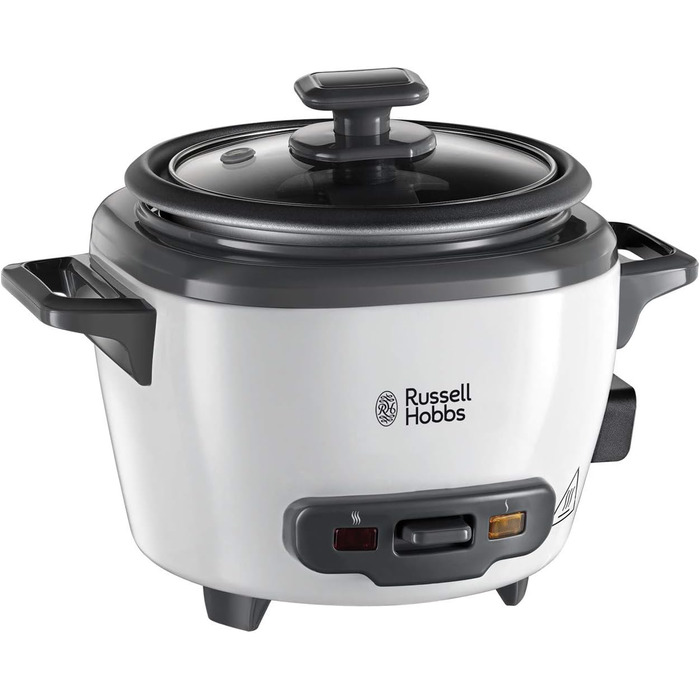 Рисоварка Russell Hobbs міні маленька 0,4 л (функція збереження тепла, каструля з антипригарним покриттям, ложка для рису та мірна чашка, також ідеально підходить для кіноа та кускусу, підігрівач рису) 27020-56