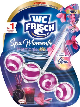 Туалетний камінь WC-Frisch Spa Moments Harmony (10 шт. 50 г), WC Fragrance Flusher з розкішними ефірними оліями, WC Stone для насолоди та тривалого аромату 10 упаковок по 10 шт.