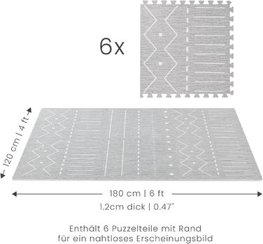 Повзучий килимок преміум-класу Toddlekind 180x120 см, не містить бісфенолу А, безпечний і здоров'я, протестований Екологічний килимок-пазл з переробленої піни EVA Високоякісний дитячий килимок (бежевий/кремовий (бербер - Soft Storm)