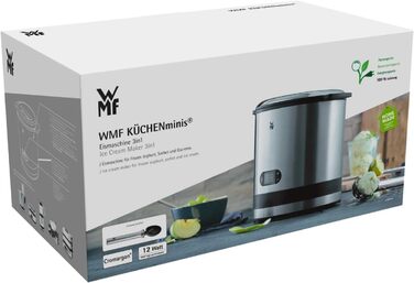 Морожениця WMF Kitchen Mini 3в1, льодогенератор для замороженого йогурту, сорбету та морозива, контейнер для морозильної камери 300 мл, 30-хвилинний час, машина для замороженого йогурту одинарна