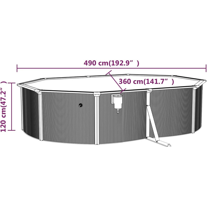 Басейн MOONAIRY зі сталевою стінкою, басейн зі сталевою стінкою, басейн, повний комплект садового басейну, басейн садовий, наземний басейн, басейн, овал 490x360x120 см білий