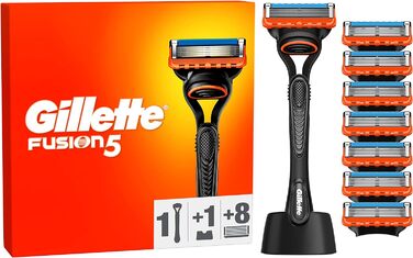 Леза для бритви Gillette Fusion 5 для бритв, 18 змінних лез для мокрих бритв чоловічі з 5-кратним лезом, Зроблено в Німеччині (бритва 8 лез тримач)