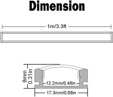 Профіль LED Alu 45 - 6x100 см Світлодіодний алюмінієвий профіль для світлодіодних стрічок/стрічок з білою молочною кришкою, торцевими кришками та монтажним кронштейном (20*1 м)