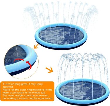 Дитячий спринклер Tosekry з протиковзкою функцією, басейн для собак 200 см, водні іграшки для дітей, дитячі ігри на свіжому повітрі, дитячий спринклер для бризок (синій-200 см)