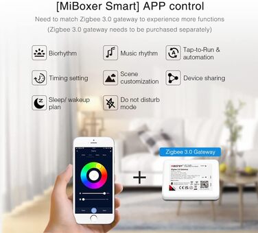 Диммер Milight Miboxer Zigbee3.0, одноколірний контролер світлодіодної стрічки, 12 В/24 В, сумісний із додатком Zigbee Storeo Echo / голосовим керуванням, (FUT068z)